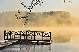Brume matinale sur le lac.