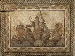 L'épiphanie de Dionysos, mosaïque de Dion, IIe siècle. Musée archéologique de Dion.