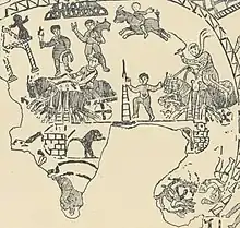 Détail d'une scène de course de cirque sur un dessin d'une mosaïque