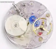 intérieur d'une montre suisse en plastique