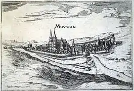 Dessin de Mouzon en 1634 par Christophe Tassin.