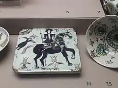 Carreau émaillé : Mahomet montant le coursier Bouraq.