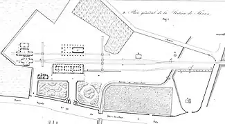 Plan des voies de la gare en 1839.