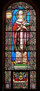 Vitrail représentant Grégoire Ier, église de Négrondes, (XIXe&nbsp;siècle).