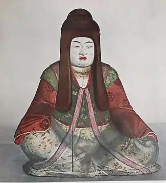 Princesse Nakatsu. Vers 889-898. Divinité shintō, bois peint. H. 36&nbsp;cm. Yakushi-ji, Nara.