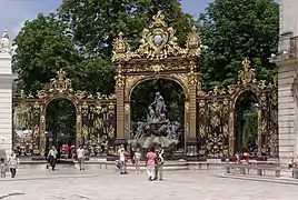 Place Stanislas, la fontaine d'Amphitrite et les grilles de Jean Lamour.