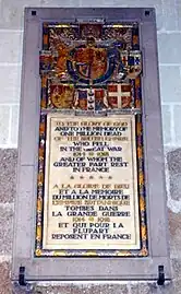 Plaque commémorative aux combattants de l'Empire britannique morts en 1914-1918.