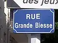 Panneau de la rue Grande Biesse