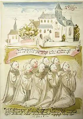 Représentation de l'abbaye de Naumburg dans le polyptyque&nbsp;(de).