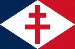 Drapeau de la résistance française et pavillon de beaupré des bâtiments des Forces navales françaises libres (FNFL); un symbole du gaullisme.