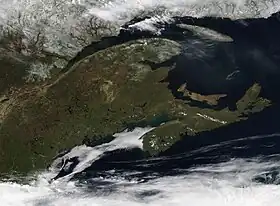 Image satellite de la péninsule maritime prise par le satellite Aqua en 2018.