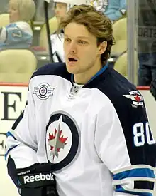 Antropov avec le maillot blanc des Jets