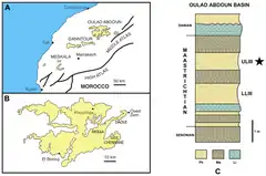 Cartographie détaillé du bassin d'Ouled Abdoun, au Maroc.