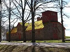 Ancienne grange du manoir d'Ollustfer en livonie, Estonie aujourd'hui, le vieux manoir datait de 1600. Franz von Blanckenfeld était propriétaire en 1598 avec sa femme Catharina Orgies.