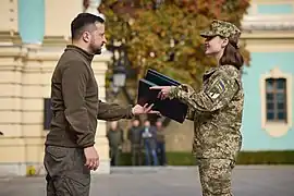 Remise de médaille lors de la Journée des défenseurs et défenseuses de l'Ukraine de 2022.