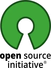 Logo de l’Open Source Initiative : un disque vert dont on a enlevé une part en bas et un petit disque au centre