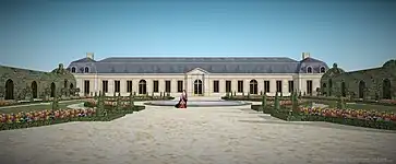 Restitution de l'Orangerie du château de Choisy vers 1690.