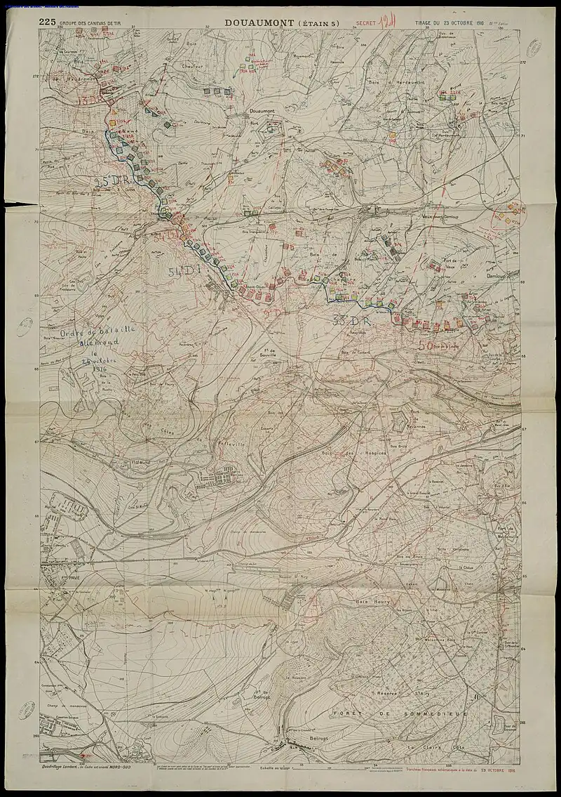 Positions et ordre de bataille allemand au 24 octobre 1916 (secteur Douaumont Vaux).