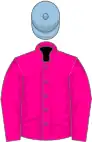Magenta, light blue cap