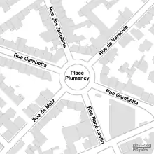 Plan schématisé de la place Plumancy.
