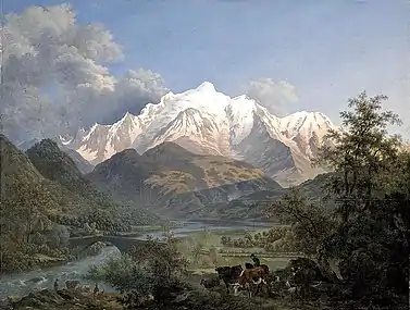 Le Mont-Blanc vu de Sallanches au coucher du soleil (1802), musée d’art et d’histoire de Genève.