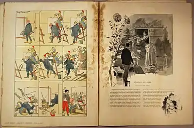 « L'amateur et le manequin » (page de gauche), Paris-Noël 1888-1889.