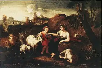 Paysage avec figures et animaux