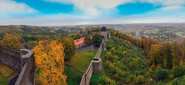 Photo panoramique de la tour de Helfštýn