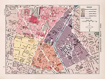 Les quartiers du 10e arrondissement en 1900 d'après l′Atlas de Fernand Bournon.