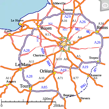 Carte des contournements de Paris