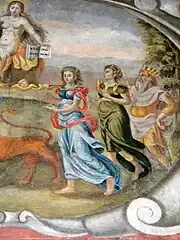 Détail de la peinture de la salle capitulaire.