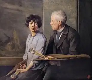 Josefina Mařáková avec son père Julius Mařák, 1896