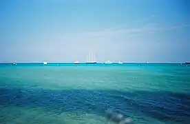 Le Phocéa au large de Pampelonne vers Saint-Tropez.