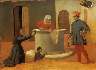 Élisabeth sauvant un enfant tombé dans un puits