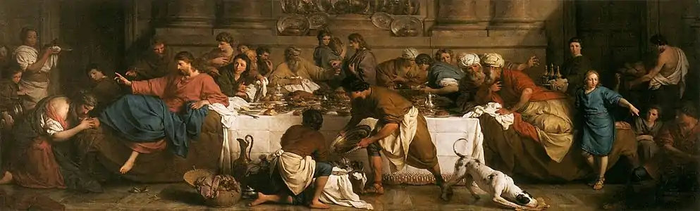 Pierre Subleyras, Marie-Madeleine au pied de Jésus dans la maison de Simon le pharisien, 215 × 679 cm, Paris, musée du Louvre.