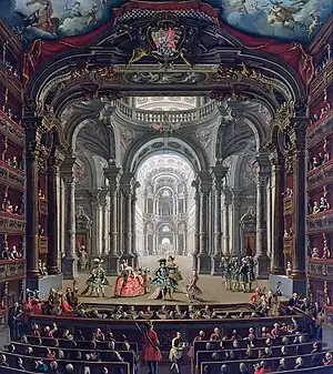 Intérieur du Teatro Regio, peint par Pietro Domenico Olivero