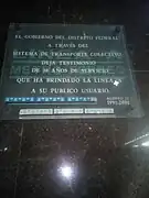 Plaque commémorative pour les 10 ans de service sur la Ligne A