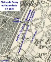 Plaine de Passy et Faisanderie en 1837 avant construction des fortifications.