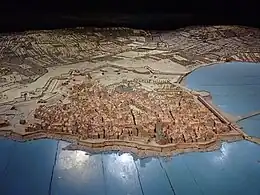 Détail du plan-relief d'Antibes, réalisé en 1754 (conservé au musée des Plans-Reliefs à Paris).