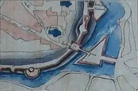 L’église, aux portes de la ville, plan du XVIIIe.
