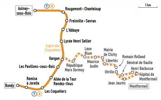 Plan de la ligne actuelle avec celle de la possible extension.