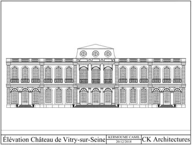 Plan d'élevation du Château de Vitry-sur-Seine par Kermoume Camil.