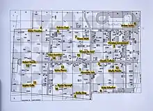 Plan du cimetière avec l'emplacement des œuvres exposées