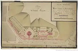 Projet de vaux-hall sur le glacis ouest en 1769, abandonné l'année suivante.