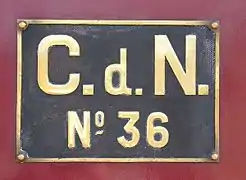 Plaque de la locomotive Corpet-Louvet no 36 Lulu.