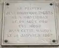 No&nbsp;11 : plaque commémorative pour Jean-Auguste-Dominique Ingres.