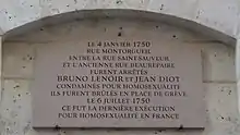 N° 1 - Plaque honorant Jean Diot et Bruno Lenoir.