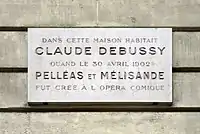 No&nbsp;58 : Plaque commémorative de Claude Debussy