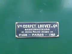 Plaque de constructeur de la 030T 75 ex-TIV.
