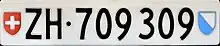 Plaque d'immatriculation arrière zurichoise.